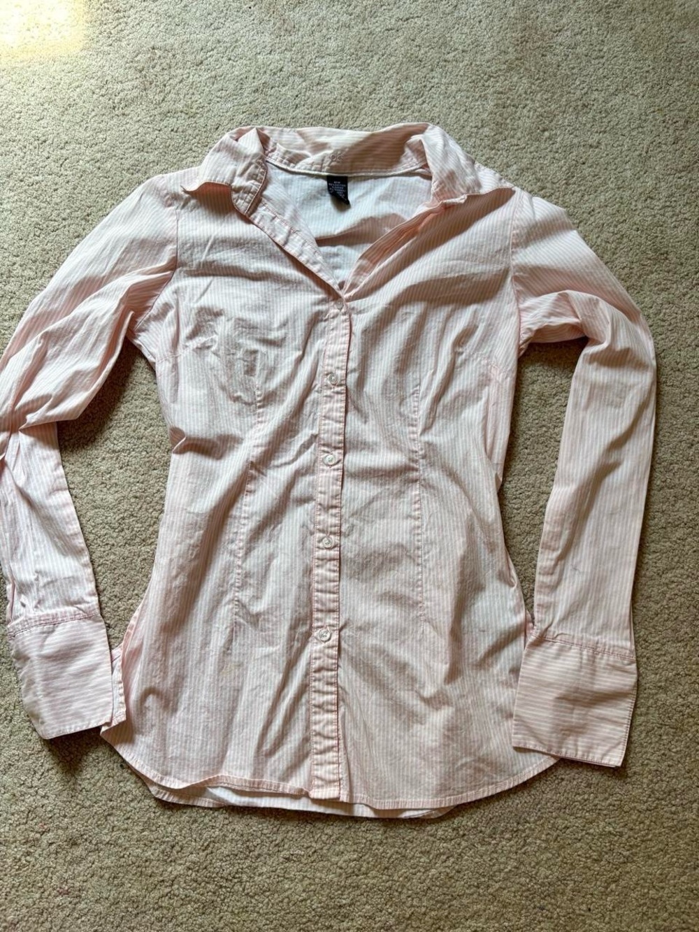 Tailored Pink Striped Button-Down Shirt for Women